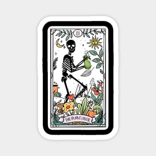 Skeleton Tarot Card, Plant Lover, Plant Mom, Botanical, Plant Lady, Garden Lovers Magnet