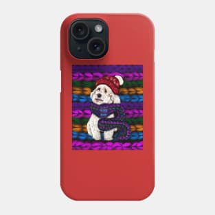 cavalier king charles spaniel in a knitted scarf and background Phone Case