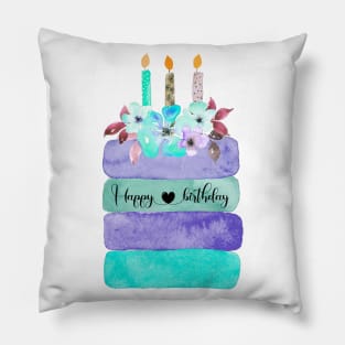 Happy Birthday blue cake Pillow