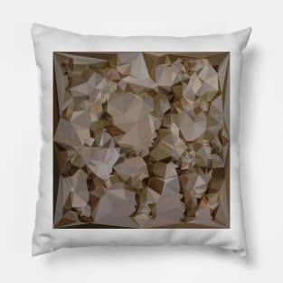 French Bistre Brown Abstract Low Polygon Background Pillow