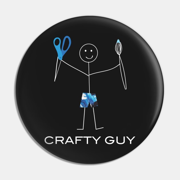 Funny Mens Crafty Guy Illustrated Pin by whyitsme