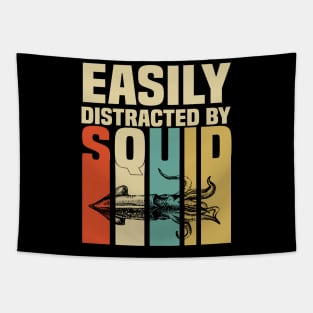 Squid Retro Funny & humor Squids Cute & Cool Art Design Lovers Tapestry