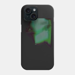 Digital collage, special processing. Abstract art. Eyes, overlay with light shapes. Aquamarine and green. So beautiful. Phone Case