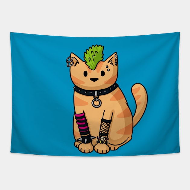 Ginger punk cat Tapestry by Doodlecats 