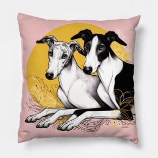 Greyhound or Galgo Dogs Line Art Pillow