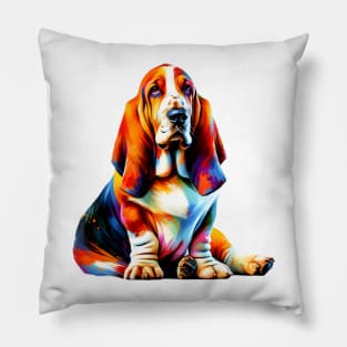 Colorful Splash Basset Hound in Artistic Style Pillow