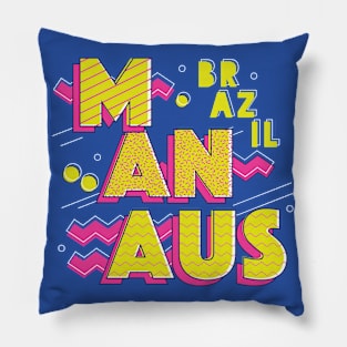 Retro 90s Manaus, Brazil Pillow