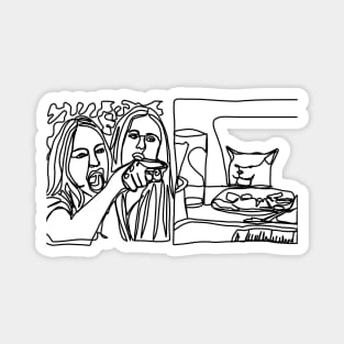 Woman Yelling at a Cat Meme Line Art Minimal Magnet