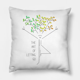 Autumn tree practicing yoga comic drawing Pillow