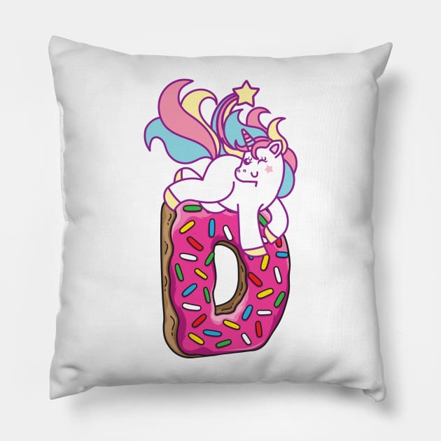 Unicorn & donut Pillow by Plushism