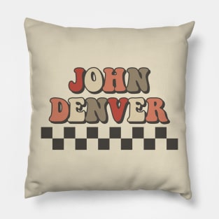 John Denver Checkered Retro Groovy Style Pillow