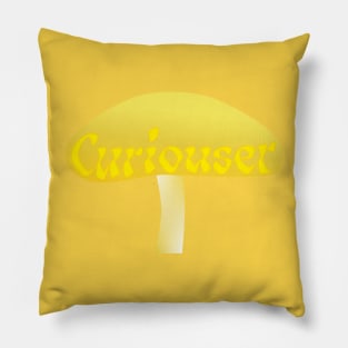 Curiouser Yellow Mushroom from Alice in Wonderland - Yellow Pillow