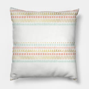 Boho Gilded Doodle Stripes Pillow
