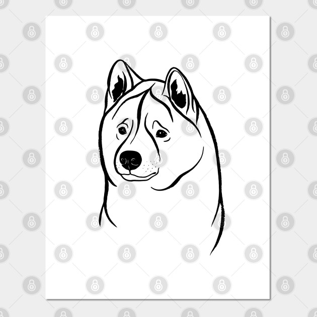 American Akita Black And White American Akita Posters And
