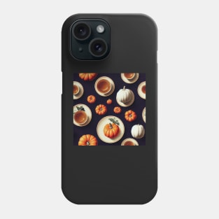 Autumn Orange and White Pumpkin Spice Coffee on Black Phone Case