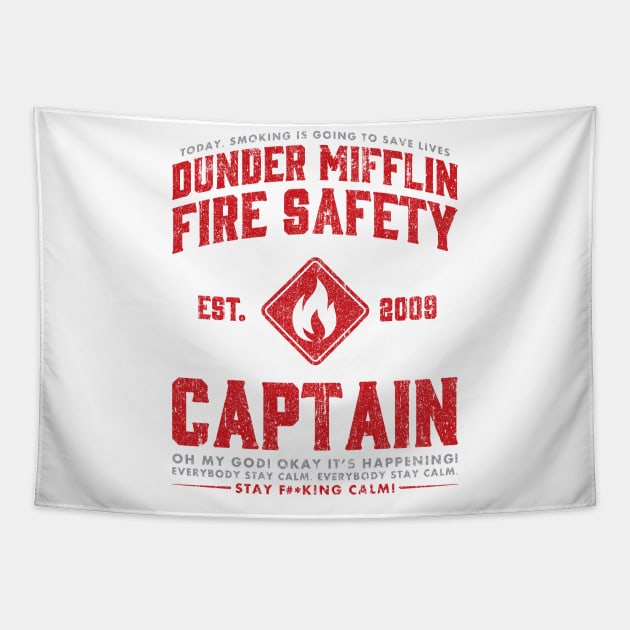 Dunder Mifflin Fire Safety Captain Tapestry by huckblade