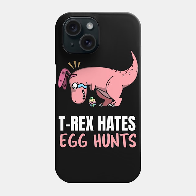 Pink T-rex easter bunny hates easter egg hunts Phone Case by Lift Run and Hike Store