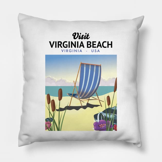 Virginia Beach Virginia USA travel poster Pillow by nickemporium1