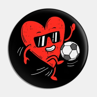 Heart Playing Soccer Valentines Day Football Girls Boys Pin