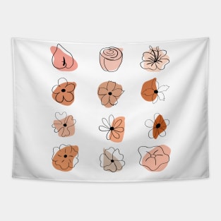 hand drawn peach orange flowers Tapestry