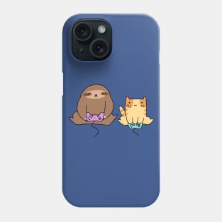 Sloth and Cat Playing Games Phone Case