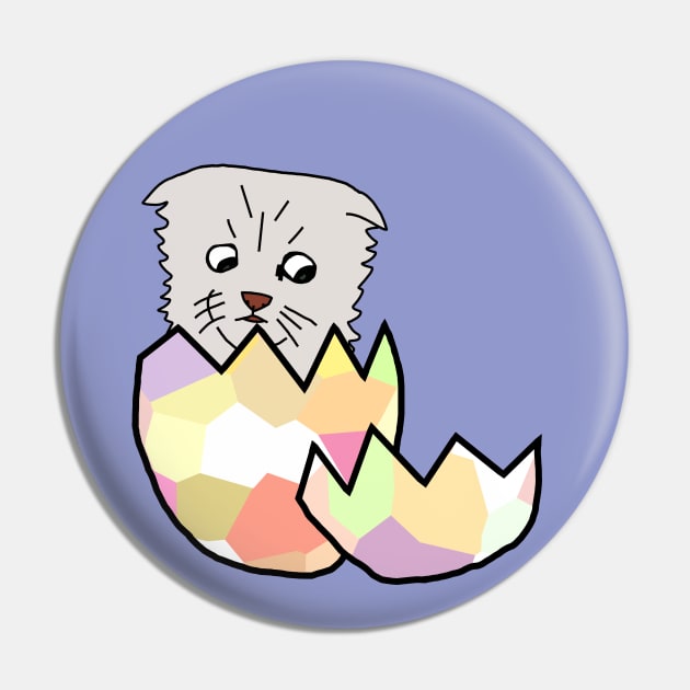 Not a Cat Hatching from Easter Egg Pin by ellenhenryart