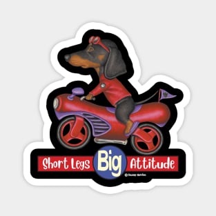 Cute awesome Doxie Black Dachshund Riding Motorcycle Magnet