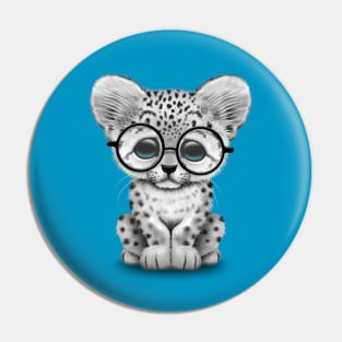 Cute Snow Leopard Cub Wearing Glasses Pin