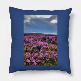 Storm brewing Over Pink Heather On The Yorkshire Moors Pillow