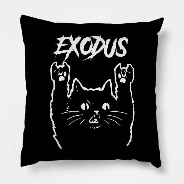 exodus metal cat Pillow by bubur ayam