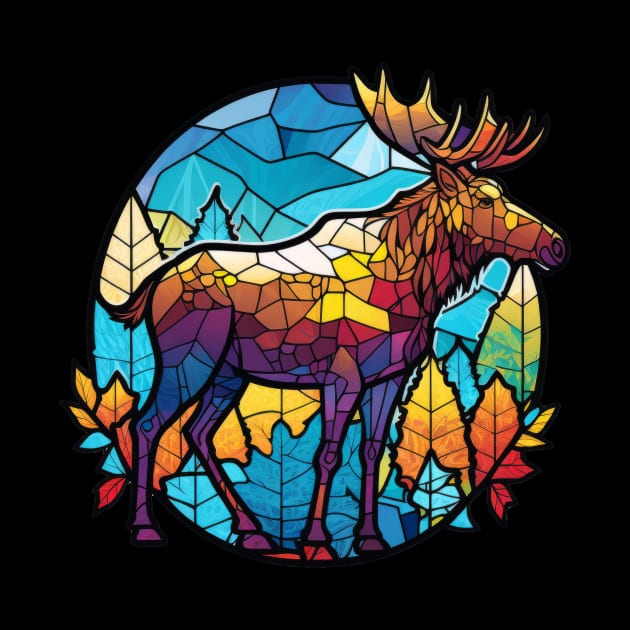 Moose Animal Portrait Stained Glass Wildlife Outdoors Adventure by Cubebox