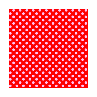 Pink Polka Dots Pattern on Red Background T-Shirt