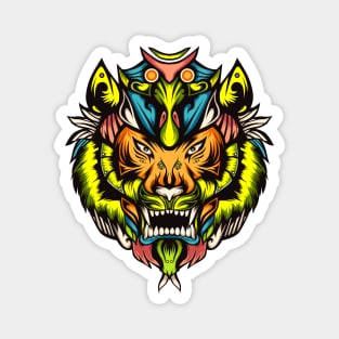 Tiger Colorful Head Illustration Magnet