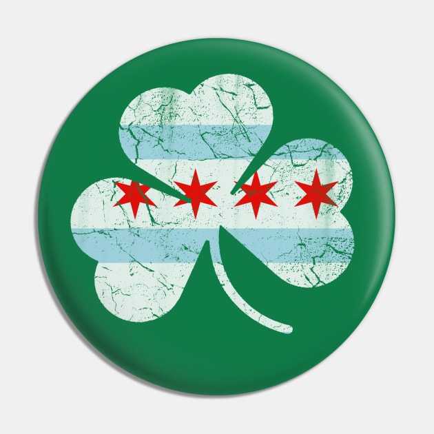 Chicago Flag Irish Shamrock St Patricks Day Pin by E