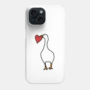 Left Facing Goose with Red Heart in Beak Phone Case