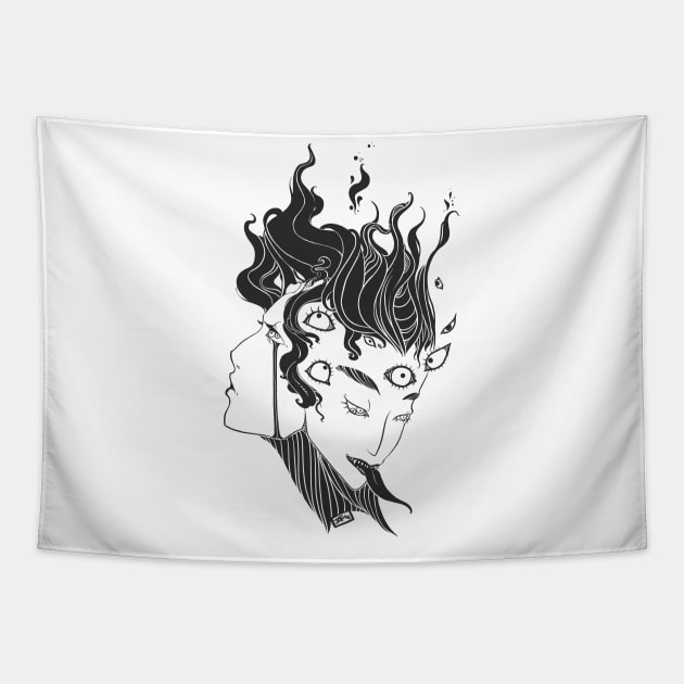 Devil Women Anime Art Tapestry by cellsdividing