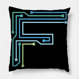 Alphabet F Circuit Typography Design Pillow