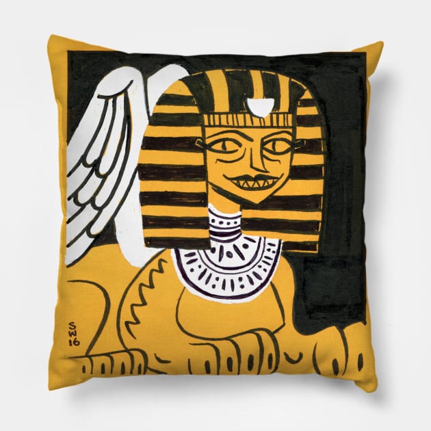 Retro Sphinx Pillow by washburnillustration