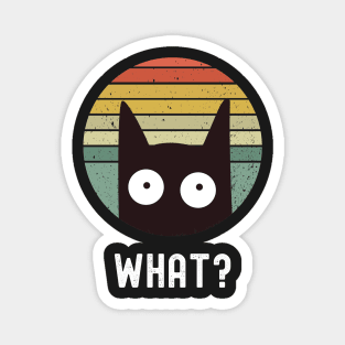 What? - Vintage Eighties Style Cat Retro Distressed T-Shirt Magnet