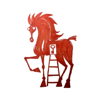 big red horse with a ladder and a key in itn ito hits T-Shirt