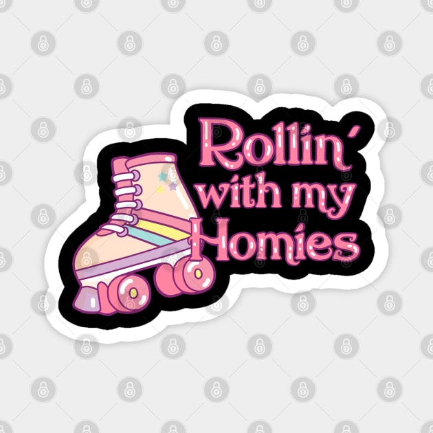 Rollin Roller Skater Gift Print Roller Skating Skater Product Magnet by Linco