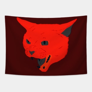 Vaporwave Cat - Red Devil Tapestry