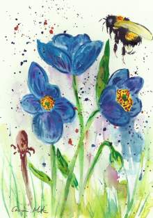 Bumble bee and blue flowers Magnet