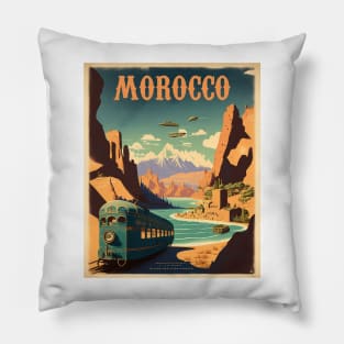 Morocco Desert Vintage Travel Art Poster Pillow