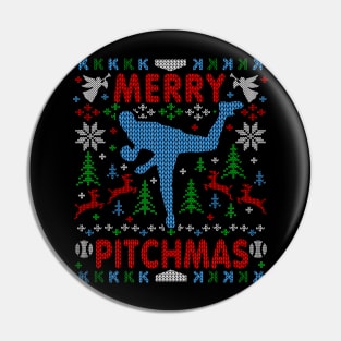 Funny Baseball Pitching Ugly Christmas Sweater Party Shirt Pin