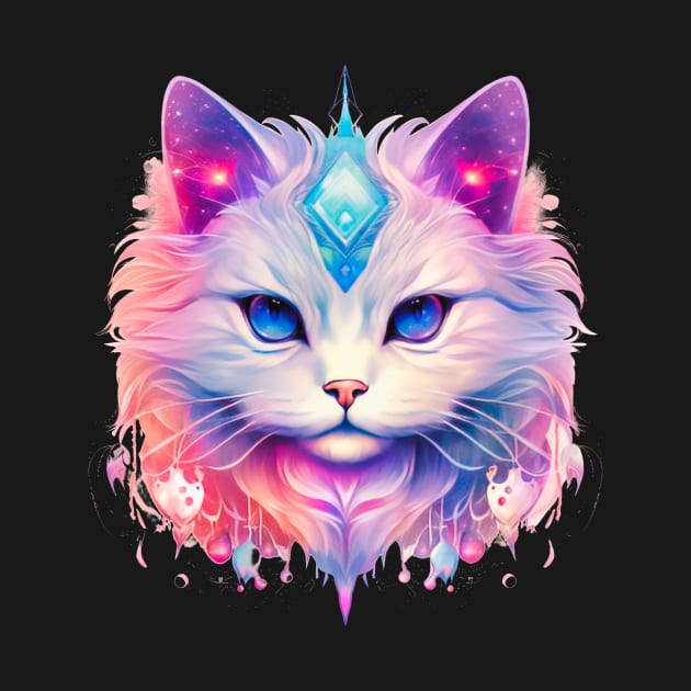 Teal Purple Celestial Cat by Queen of the Minivan