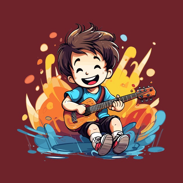 happy kid playing a guitar v5 by H2Ovib3s