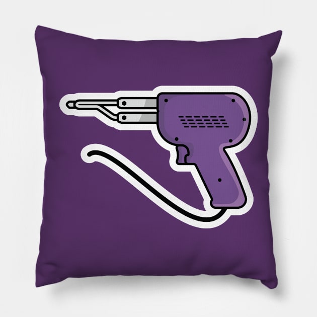 Electric Soldering Gun Tool Sticker vector illustration. Repairing hand tool object icon concept. Weller dual heat professional soldering gun sticker vector design. Pillow by AlviStudio