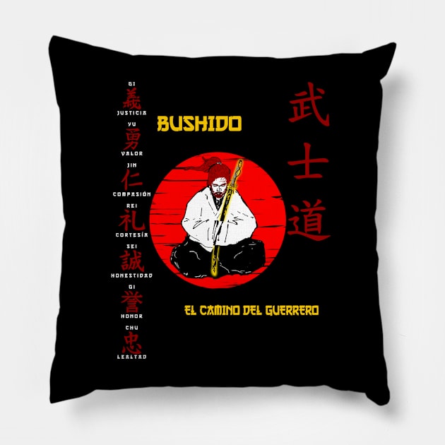 Bushido El Camino del Guerrero Pillow by Korvus78