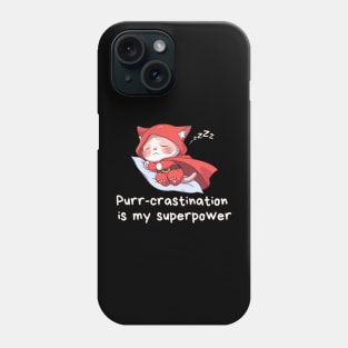 Cute Cat Lover T-Shirt Purr-crastination is my Superpower Tee Gift For Cat Mom Funny Cat T Shirt For Cat Dad Shirt Kawaii Cat Lover Gift T-Shirt Phone Case